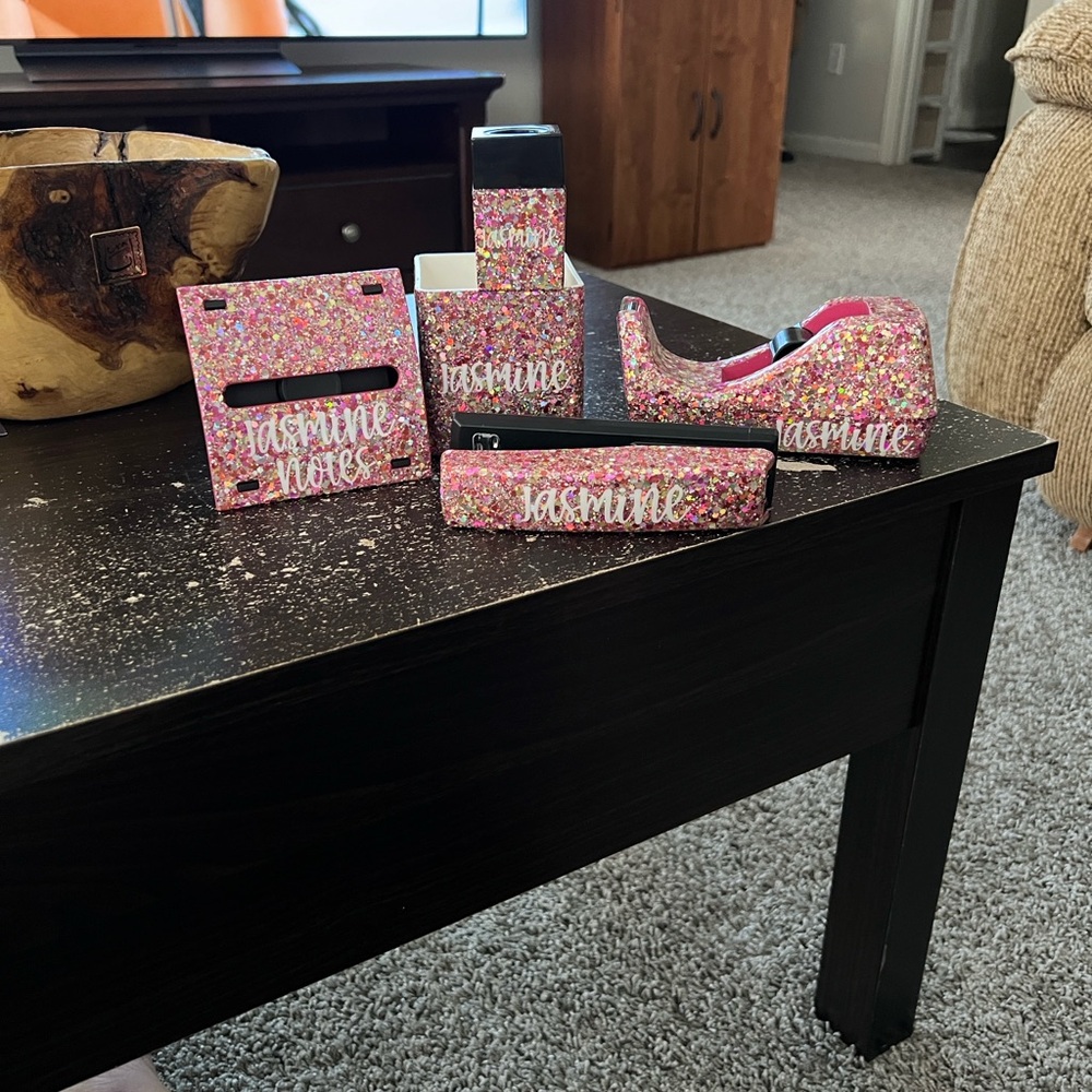 Pink Glitter Office Set